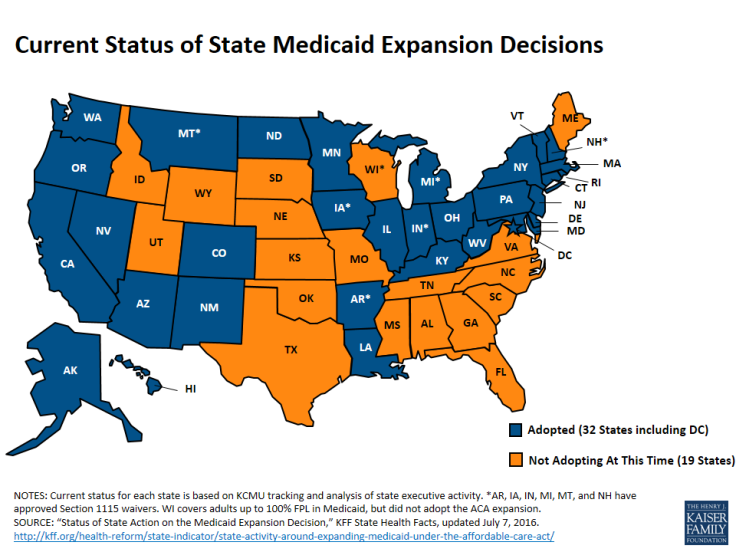 Current Condition of Medicaid Expansion Has YOUR state expanded Medicaid? Orange=NO